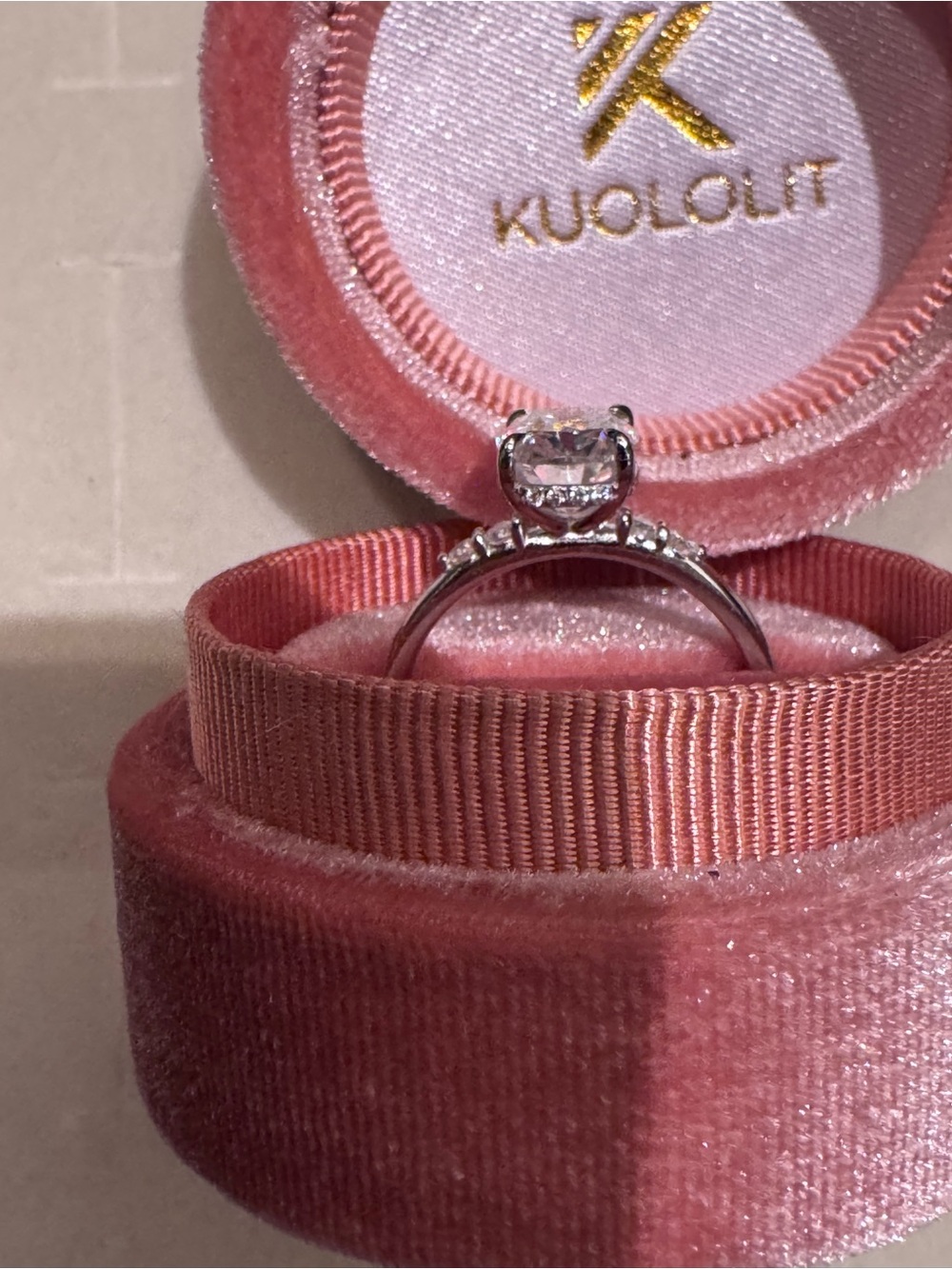 3 ct Kuololit Moissanite elongated cushion cut ring size 8 - Picture 6 of 14